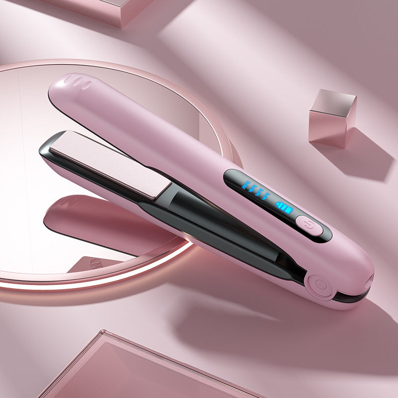 Wireless Mini Hair Straightener Flat Iron Portable Cordless Curler 4 Levels Dry And Wet Uses