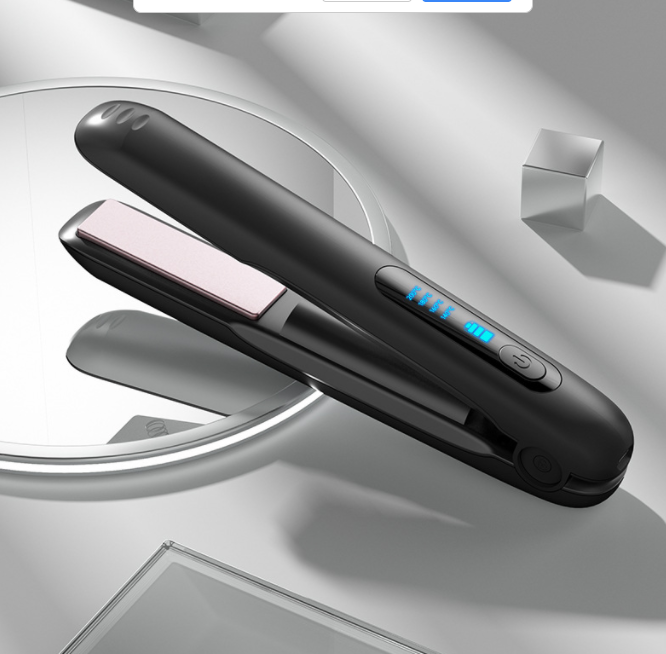 Wireless Mini Hair Straightener Flat Iron Portable Cordless Curler 4 Levels Dry And Wet Uses