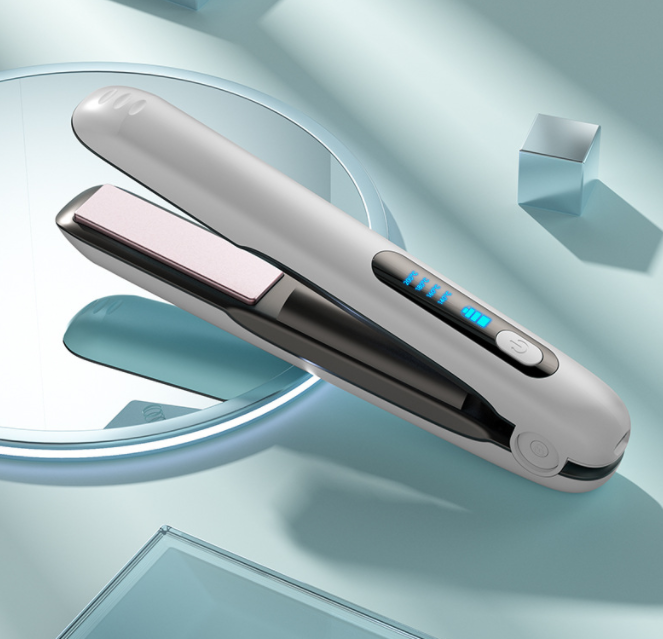 Wireless Mini Hair Straightener Flat Iron Portable Cordless Curler 4 Levels Dry And Wet Uses