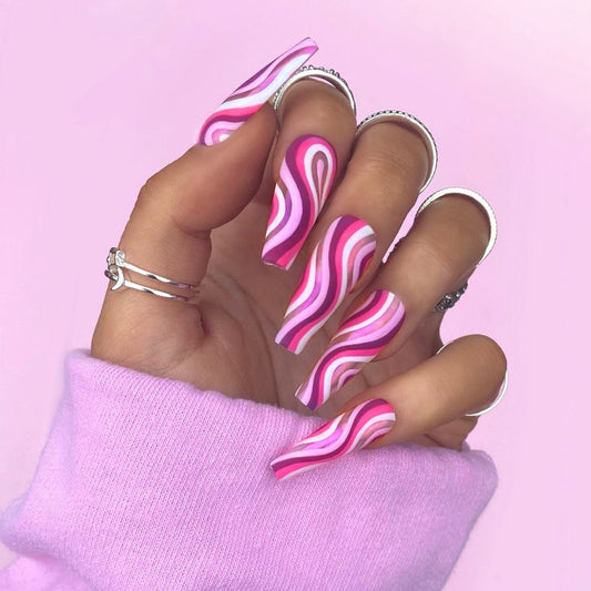 Pink Abstract Press-On Nails