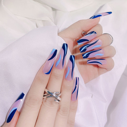 Blue Lines Press-On Nails